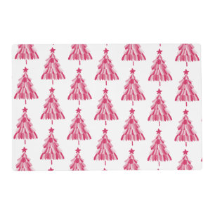 Pink Christmas Holiday tree Placemat