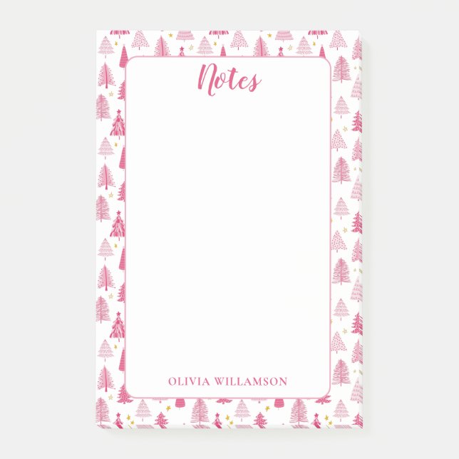 Pink Christmas Holiday tree Post-it Notes (Front)