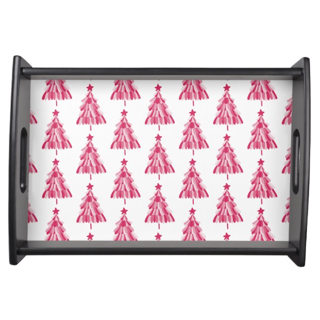 Pink Christmas Holiday tree Serving Tray (Front)