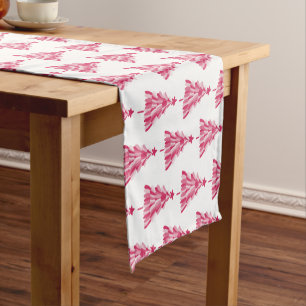 Pink Christmas Holiday tree Short Table Runner
