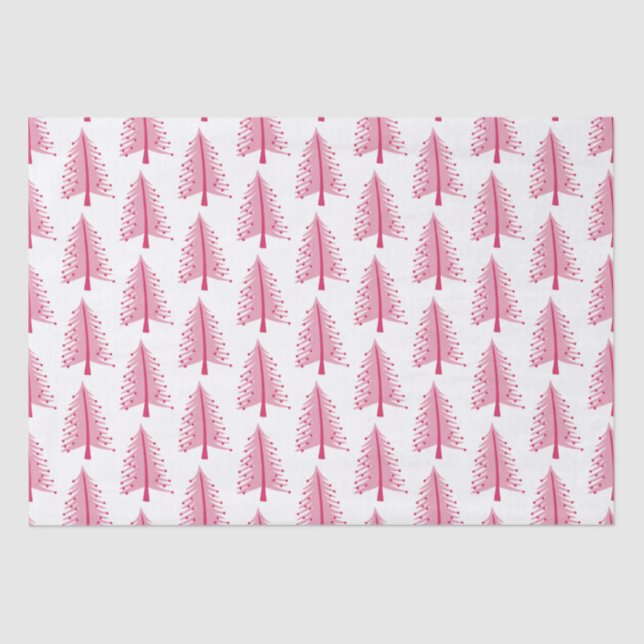 Pink Christmas Holiday tree Tissue Paper (Front)