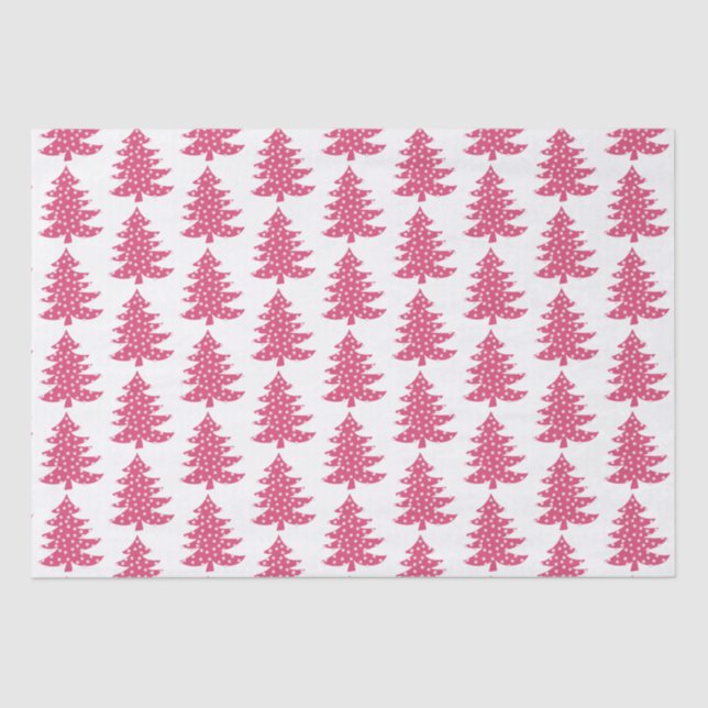 Pink Christmas Holiday tree Tissue Paper (Front)