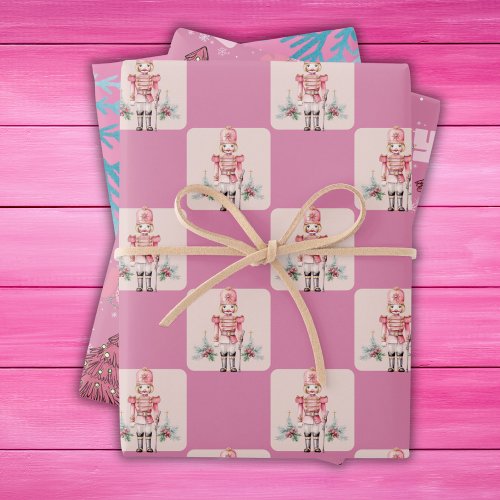 Pink Christmas Holiday  Wrapping Paper Sheets