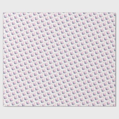 Pink Christmas Holly &amp; Stars Coquette Wrapping Pap Wrapping Paper