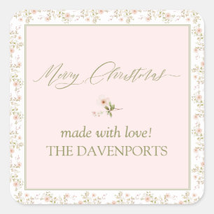 Pink Christmas Homemade Food Holiday Baking Square Sticker