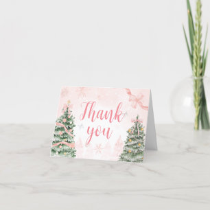 Pink Christmas It's Cold Outside Baby Shower Letterpress Thank You Card