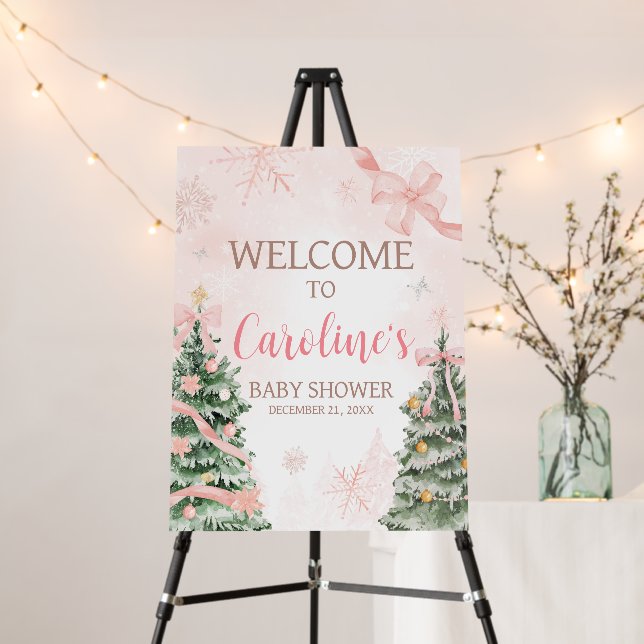 Pink Christmas It's Cold Outside Welcome Sign (In Situ (Stand))