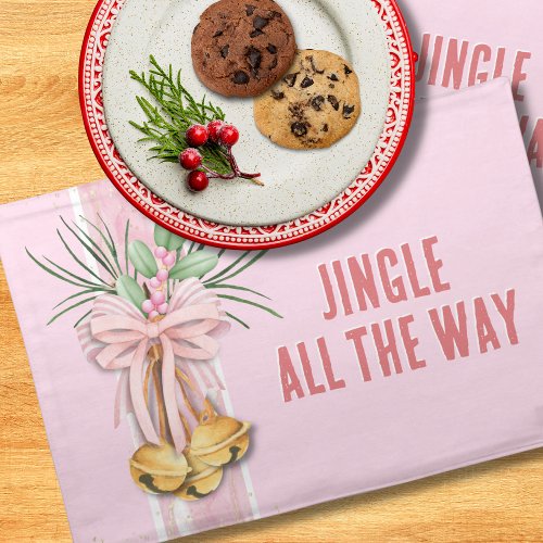 Pink Christmas Jingle All the Way Cloth Placemat