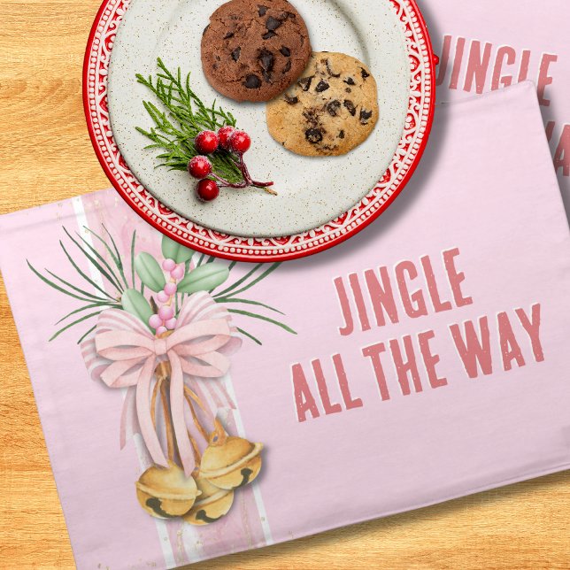 Pink Christmas Jingle All the Way Cloth Placemat (Creator Uploaded)