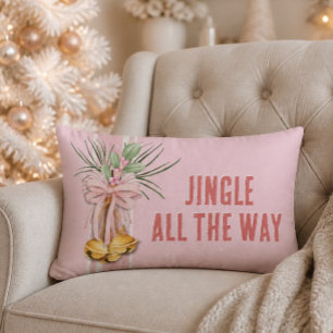 Pink Christmas Jingle All the Way Throw Pillow