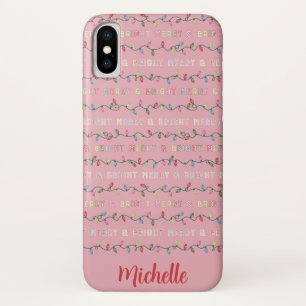 Pink Christmas Lights iPhone X Case