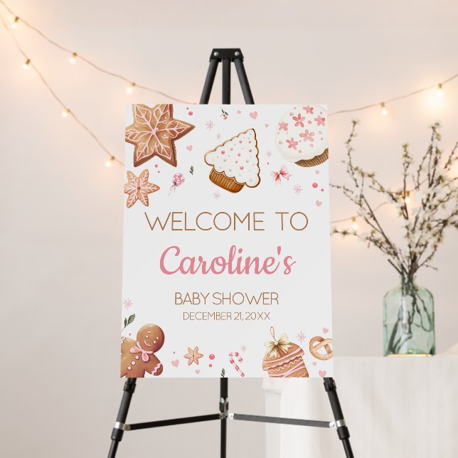 Pink Christmas Little Cookie Welcome Sign (In Situ (Stand))