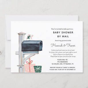 Pink Christmas Mailbox Baby Shower by Mail Invitation