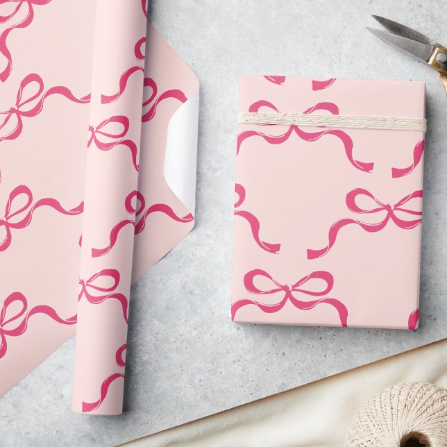 Pink Christmas Modern Holiday Bows  Wrapping Paper (Creator Uploaded)