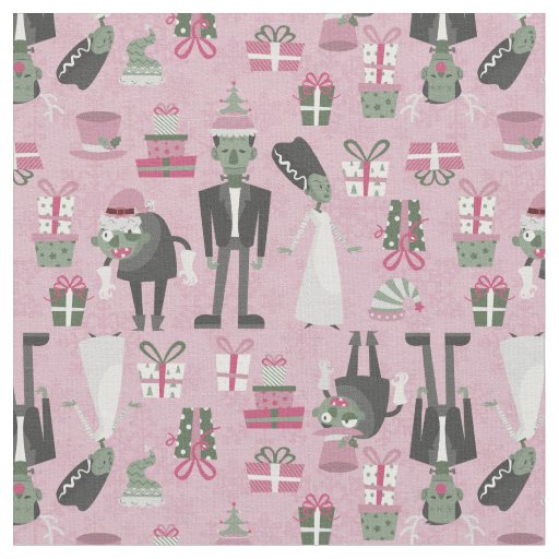 pink christmas monster bride frankenstein fabric