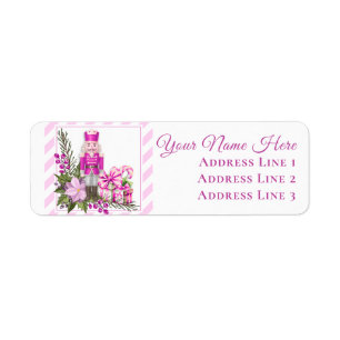 Pink Christmas Nutcracker and Gifts Label