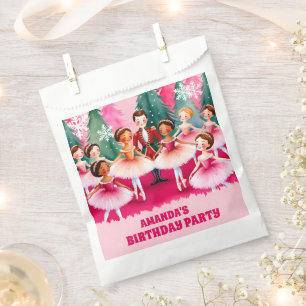 Pink Christmas Nutcracker Ballerina Kids Birthday Favor Bag