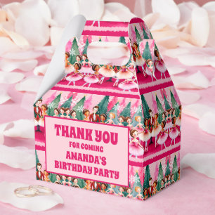 Pink Christmas Nutcracker Ballerina Kids Birthday Favor Boxes