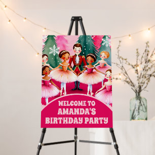 Pink Christmas Nutcracker Ballerina Kids Birthday Foam Board