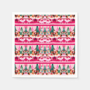 Pink Christmas Nutcracker Ballerina Kids Birthday  Napkins