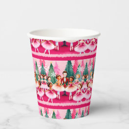 Pink Christmas Nutcracker Ballerina Kids Birthday Paper Cups
