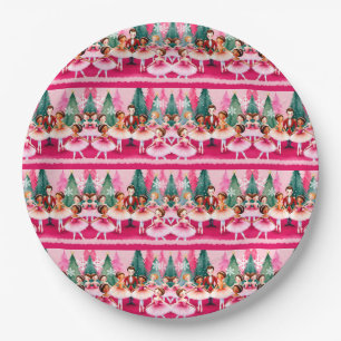 Pink Christmas Nutcracker Ballerina Kids Birthday  Paper Plates