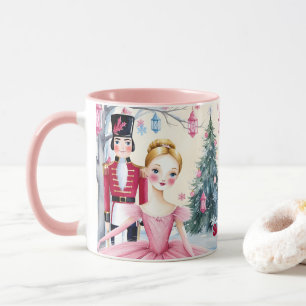 Pink Christmas Nutcracker Ballet & Ballerina Mug