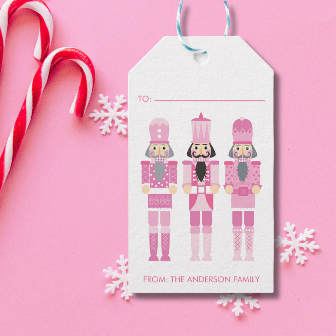 PINK CHRISTMAS NUTCRACKER GIFT STICKER GIFT TAGS
