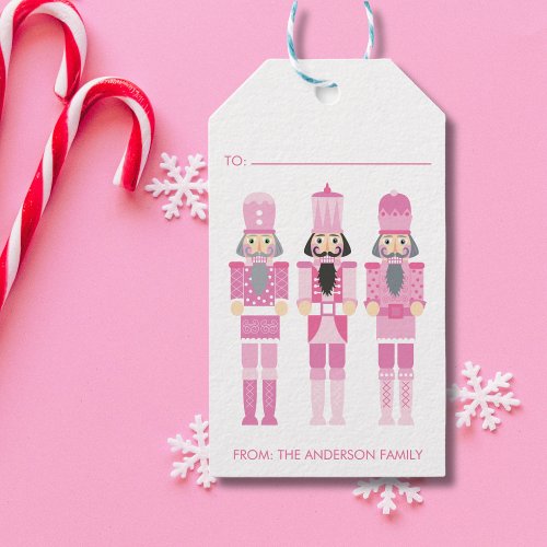 PINK CHRISTMAS NUTCRACKER GIFT STICKER GIFT TAGS