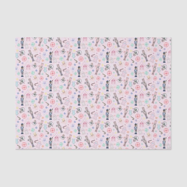 Pink Christmas Nutcracker, Gingerbread & Snowmen  Tissue Paper (Front)