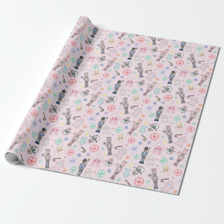 Pink Christmas Nutcracker, Gingerbread & Snowmen Wrapping Paper