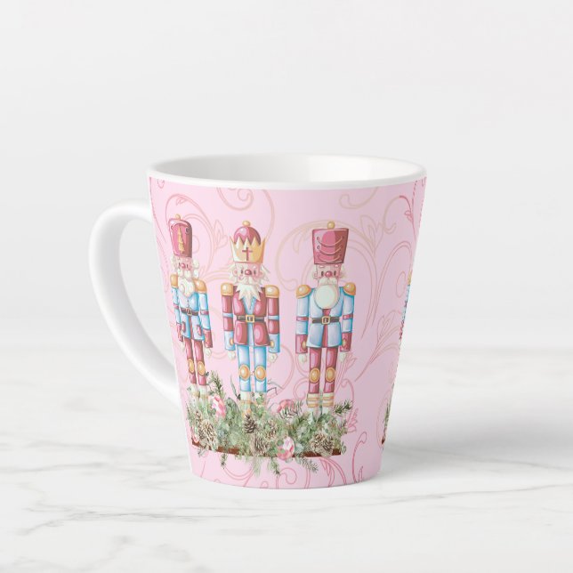Pink Christmas Nutcracker Latte Mug (Left Angle)
