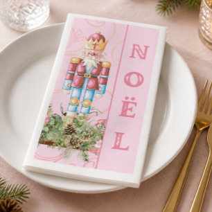 Pink Christmas Nutcracker Noel Paper Guest Towel