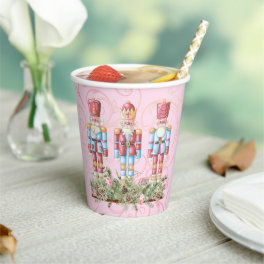 Pink Christmas Nutcracker Trio Paper Cups