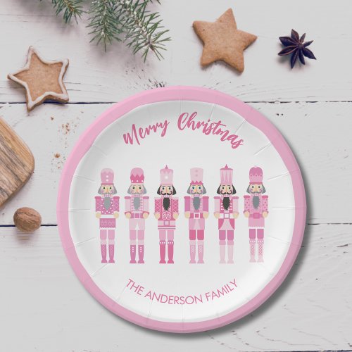 PINK CHRISTMAS NUTCRACKERS PAPER PLATES