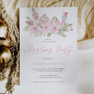 Pink Christmas Office Corporate Christmas Party Invitation