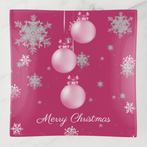 Pink Christmas Ornament Trinket Tray