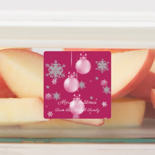 Pink Christmas Ornaments Baking Labels