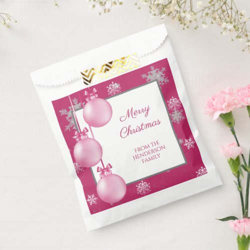 Pink Christmas Ornaments Favor Bag