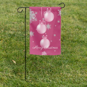 Pink Christmas Ornaments Garden Flag