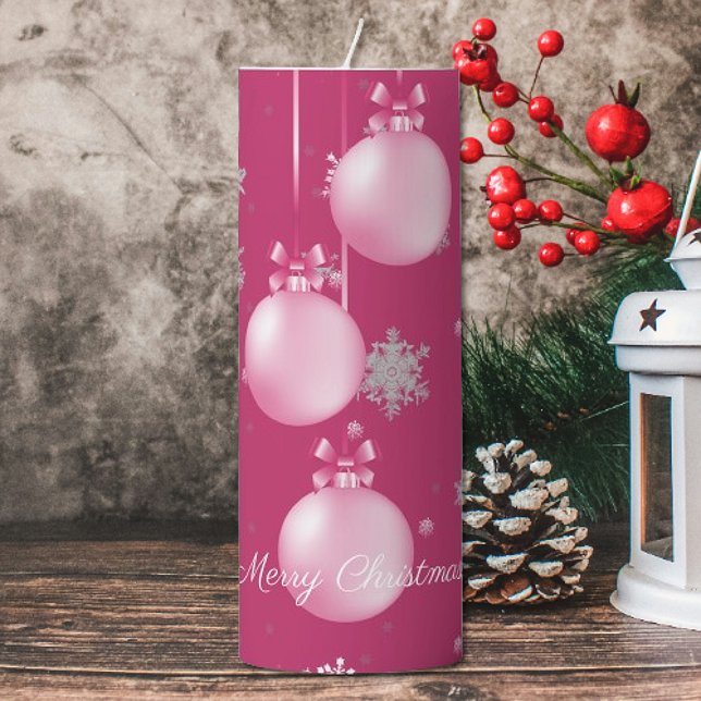 Pink Christmas Ornaments Large Pillar Candle (Pink Christmas Ornaments Large Pillar Candle)