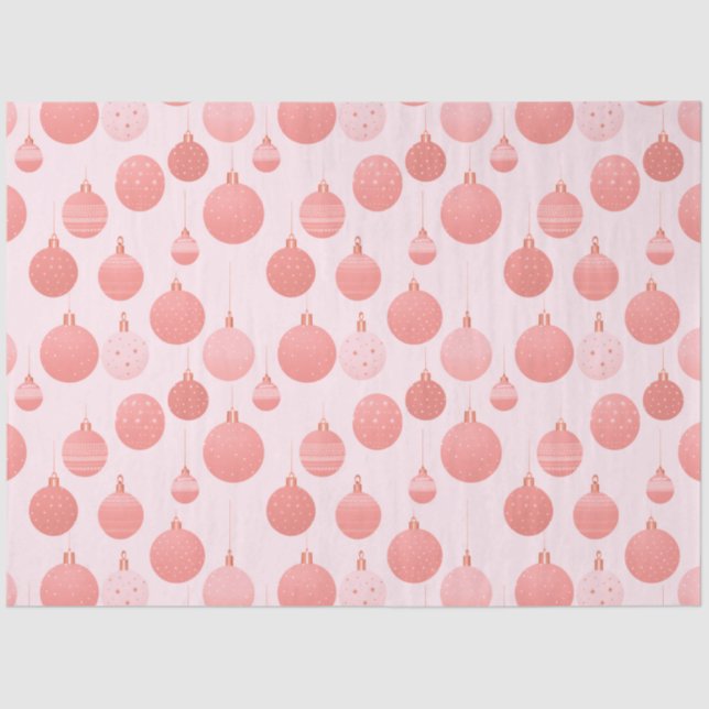 Pink Christmas Ornaments Pattern Christmas Tissue Paper (Front)