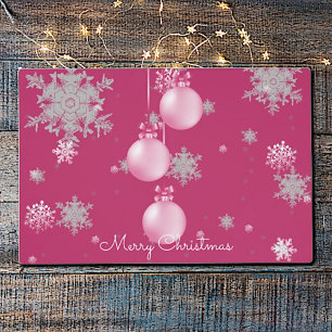 Pink Christmas Ornaments Placemat
