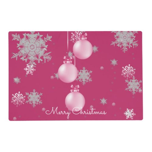 Pink Christmas Ornaments Placemat