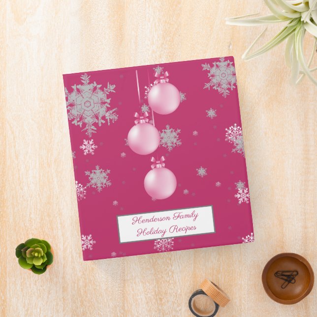 Pink Christmas Ornaments Recipe Binder (In Situ)