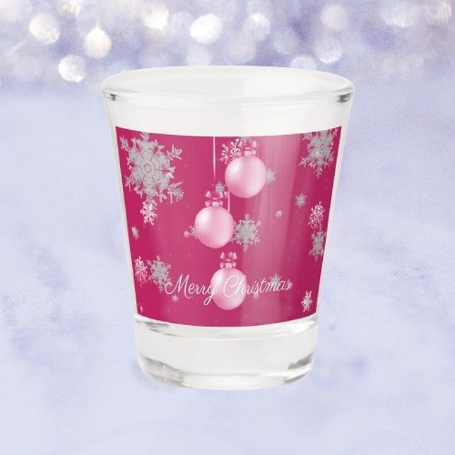 Pink Christmas Ornaments Shot glass (Pink Christmas Ornaments Shot Glass)