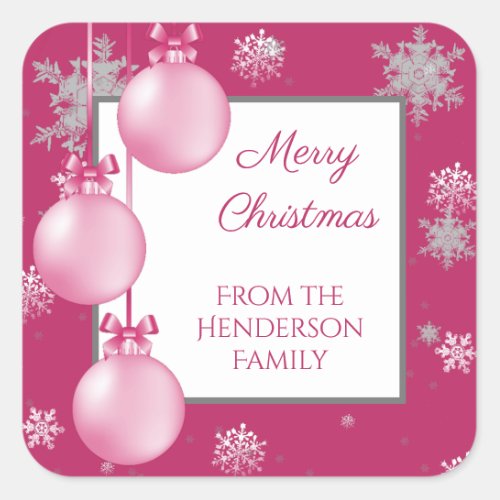 Pink Christmas Ornaments Sticker