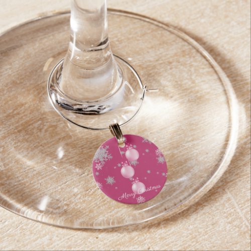 Pink Christmas Ornaments Wine Charm