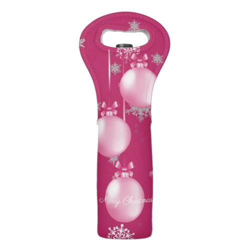Pink Christmas Ornaments Wine Tote