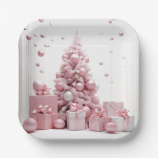 pink christmas paper plates